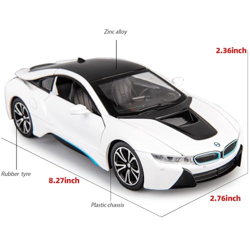 Image of Invite Enterprise 1:24 Diecast Model Alloy Bmw I8 Metal Pull Back Car With Sound & Light, 4 Openable Doors, Toy Vehicles For Kids Gift[White]