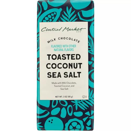 Central Market Toasted Coconut Sea Salt Milk Chocolate Bar 3 oz 4 Bars