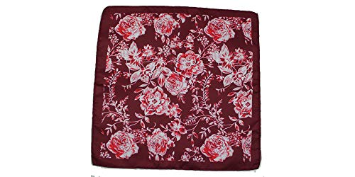 D&L MENSWEAR Red White Floral Silk Pocket Square