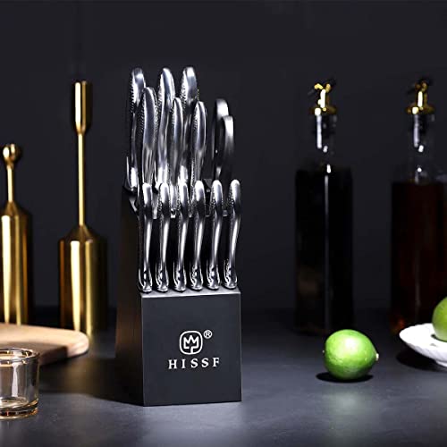 Knife set, HISSF Knife Set for Kitchen with Block, 14 Piece Kitchen Knife Set with Built-in Sharpener, Professional High Carbon Stainless Steel Kitchen Knives For Chopping, Slicing, Dicing - image 8