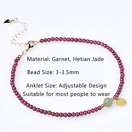Pulsera de pie de piedra natal granate con acabados de alta joyería 2