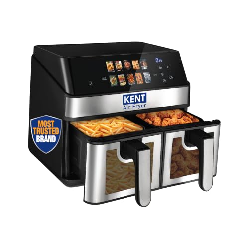 KENT Digital Air Fryer 10L| 2000W | Up to 80% Less Oil Usage | 10 Preset Menu |Digital Display & Touch Control Panel |Glass Window with in built Light