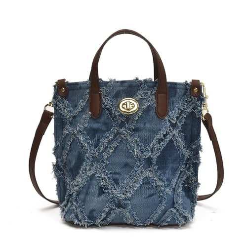 Denim Purse Small Jean Purses for Women Denim Crossbody Bag Quilted Shoulder Handbag