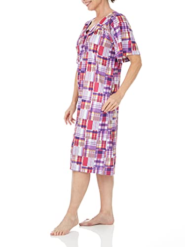 Image of AmeriMark Casual Women's Patio Muumuu House Dress Loose Comfortable Short Sleeve Sun Dress Lounger Gown Sleepwear for Ladies