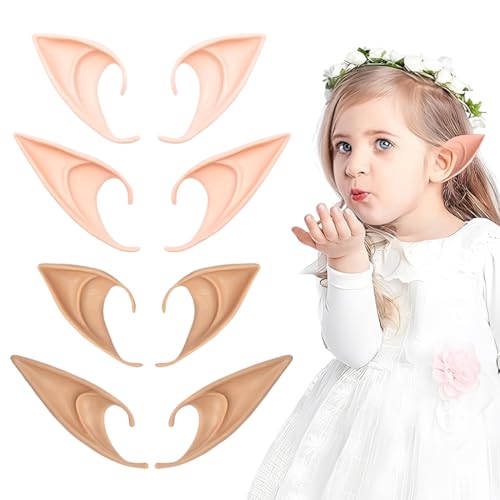 Orejas de Elfo, 4 Pares Orejas Hada con 2 Tamaños, Hadas Orejas Ears para Cosplay, Orejas Duende de Anime Vampiro Props Halloween Navidad Temática Carnaval Fiesta Accesorios para Disfraces