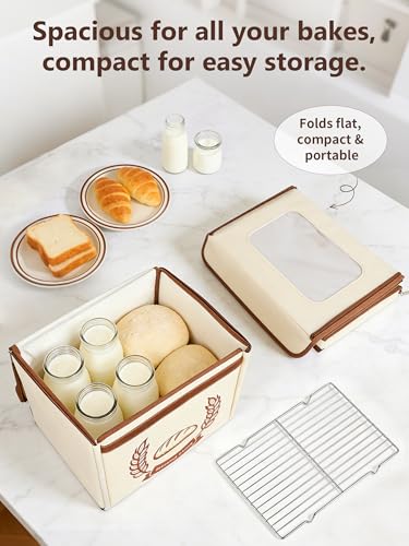 Folding Bread Proofing Box Dough Proofer, Electric Sourdough Warmer with 68-131°F Temp Control & 99H Timer, Dough Proofing Box Basket with Metal Rack for Baking Pizza, Yogurt, Kombucha, Large Capacity — view 4