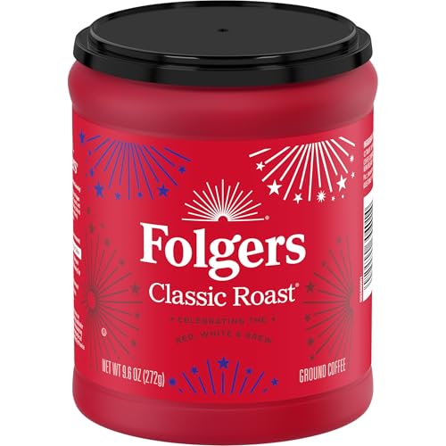 Image of Folgers Classic Roast Medium Roast Ground Coffee, Limited-Edition Canister for America's 250th Anniversary, 9.6 Oz.