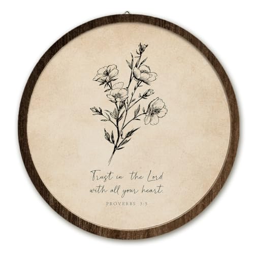 IORAFOUDUO Vintage Floral Scripture Framed Round Wall Art Decor