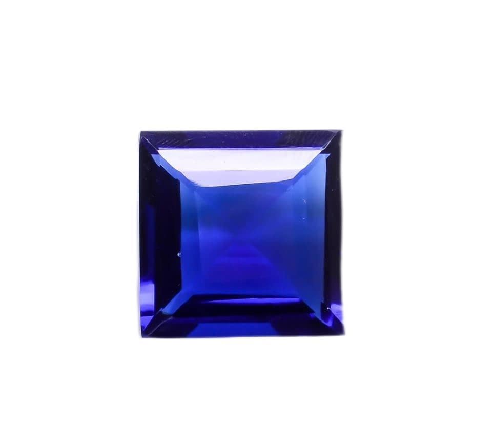StoneishJewelsBlue Sapphire Natural Gemstones Cut Stone Sapphire Healing Crystals, Square Energy Stone, Jewelry Making Birthstone Blue Crystals Assorted Loose Stones (1 piece)