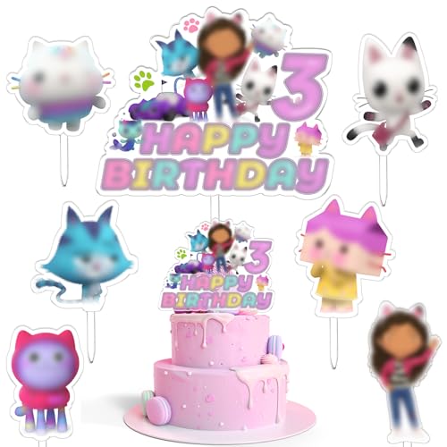 Cumpleaños 3 Años, Gabb Cupcake Toppers, Gabb Decoracion Tarta, Adorno de Pastel Niños,7 Piezas