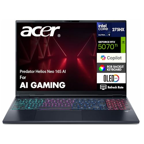 Image of acer Predator Helios Neo 16S AI AI Gaming Laptop 16.0 inch WQXGA (Intel Ultra 9-275HX, GeForce RTX 5070 Ti 12GB, 32GB DDR5, Win 11 Pro) w /MS 365 Personal, DKZ USB Port Expander