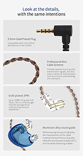 Monitoren Oordopjes, hoogwaardige harsholte Bedraad HiFi Stereo Ruisisolerend IEM bedrade oordopjes met afneembare kabel… - Image 5