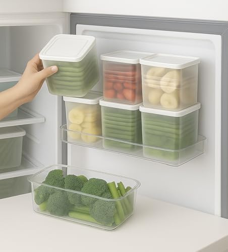 ILIMOO Fridge Storage Containers (Pack of 6) – Fridge Organiser Storage Boxes for Kitchen home, Freezer & Refrigerator – Fridge Containers for Storage 1200 ml