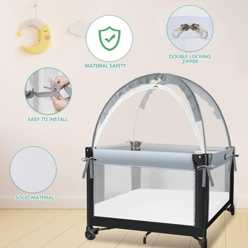 image for Zkaitoy Crib Tent - Crib Net to Keep Baby in, Stop Baby from Climbing 