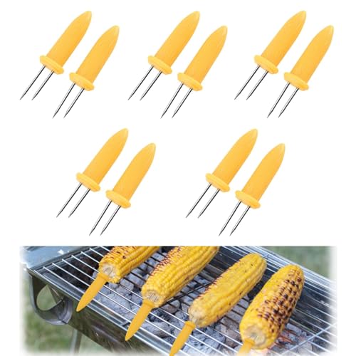 10 PCS Maiskolben Spieße, Edelstahl Maiskolben Halter, Mais Halter, Maiskolben Spieße Grillzubehör, Für BBQ, Zuhause, Kochen, Grillen,Weihnachtsfeier