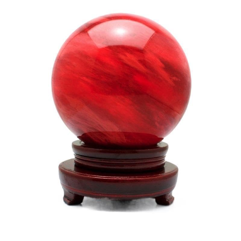 Bola de Cristal Rojo con Soporte de fundición Natural de Cuarzo de Cristal Esfera de la Bola de la Piedra Preciosa para la meditación Feng Shui Esfera de adivinación Regalo,5.51in