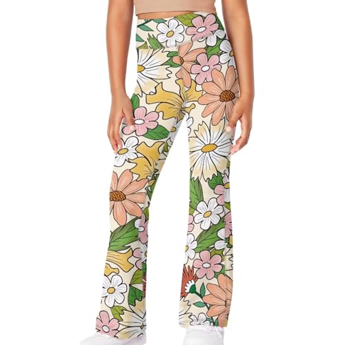 YEXIATODO Girls Flare Leggings Stretchy Bell Bottoms Yoga Pants Athletic Pants for Toddlers Kids3