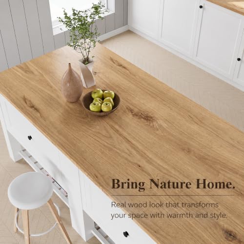 Image of HOME13 Wood Grain Wallpaper Peel and Stick Wood Contact Paper Self Adhesive Removable Thickend Wooden Wall Paper for Cabinets Drawer Shelf Liner Waterproof(24x78 Inch, Natural Oak)
