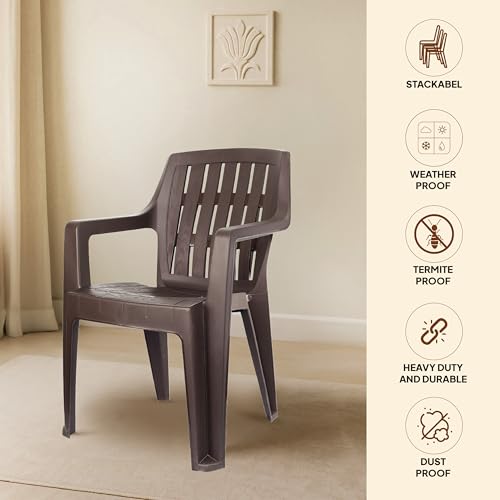 Image of Cello Ritzy Chair Set of 4, Matte Brown | Unbreakable, Durable & Strong | Blended PP Material, Easy to Clean | Plastic Chair for Living Room, Home & Office | 3 Years Warranty - Manufacturing Defects