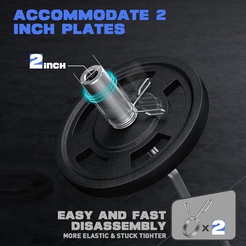 Olympic EZ Curl Barbell Bar, 47" Curl Bar for Weight Lifting, HipThrusts,Squat,Biceps-Home Gym Weight Bar, Chrome Curling Bar with 2Spring Collars for 2 Inch Weight Plates -500lb Weight Capacity - Image 5