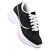 THOWS Tênis Feminino Casual Esportivo, Design Leve, Material Sintético e Têxtil, Conforto Extra, Tamanho 34-39, Solado em Borracha, para Caminhada (Preto Com Branco, BR, Adulto, Numérico, 38)