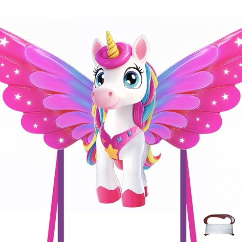 TOY Life 48.4'' Unicorn Kites Easy to Fly for Kids Adults with 328.1 FT String, Beach Kite Outdoor Game Outside Toys Activity, Unicorn Toys for Girls,...