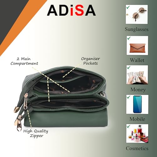 Image of ADISA Women's Girls Quilted Cross Body Sling Bag with Height Adjustable Belt (SL5169)