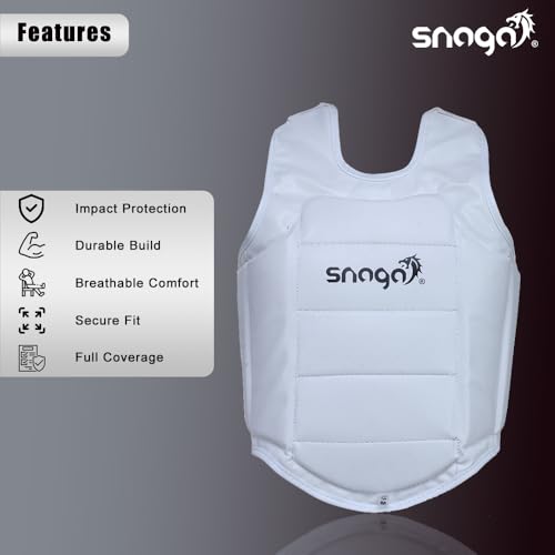 Image of Snaga Taekwondo, Karate, Boxing and Kickboxing Chest Guard for Enhanced Protection and Comfort During Training and Competitive Events (Large)