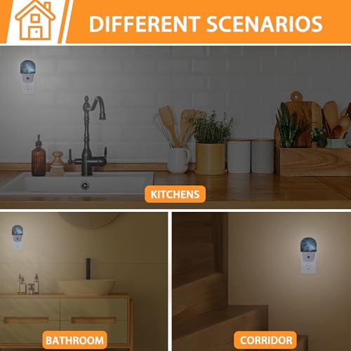 Image of Forests Stars Meteors Night Light,Night Lights Plug into Wall with Dusk to Dawn Sensor,Lamp for Bedroom Bathroom Hallway Nightlight for Women Girls