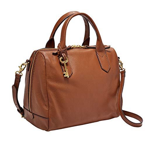 Fossil Women's Fiona Leather Satchel Handbag, Medium Brown