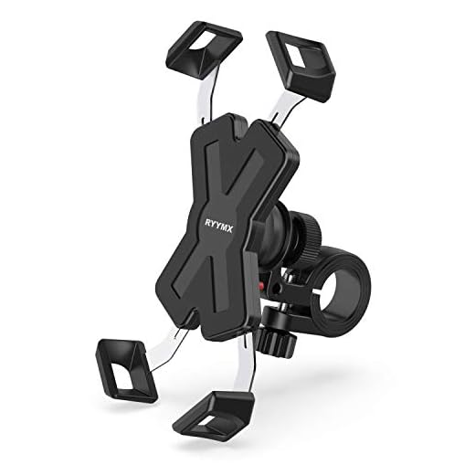 Bike Phone Mount - RYYMX Bicycle Phone Holder : 360° Rotation Adjustable Motorcycle Phone Mount for iPhone Xs Max XR X 8 7 6 Plus, Samsung S10+ S9 S8, Note 10 9 8, GPS, 4-7 inches Android Cell Phones
