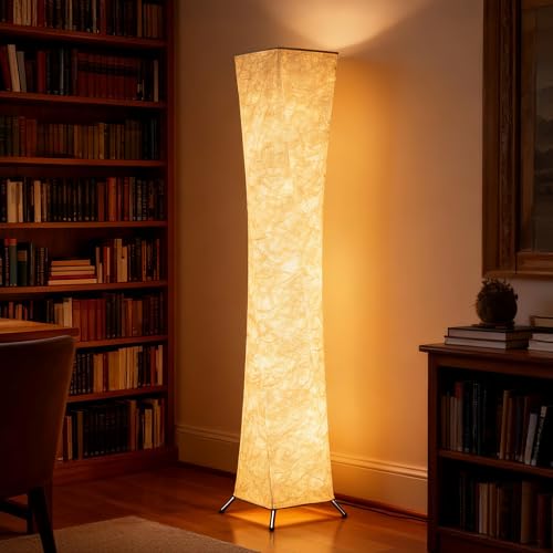 HOMCOM Lampada da Terra Moderna con Luce a 3 Livelli Regolabile e Interruttore a Pedale, Lampada da Pavimento in Acciaio e Tessuto di Carta Sintetica per Soggiorno e Salotto, 25x25x129 cm, Bianco