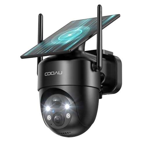 COOAU 2K Camera Surveillance WiFi Exterieure sans Fil | Caméra Solaire 3MP 360° PTZ, Wi-FI 6, Détection PIR Intelligente, Alarme Anti-Intrusion, Installation Facile,...