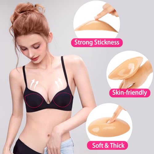Image of Double-Sided Sticky Bra Insert Pads, Lightweight Invisible Adhesive Bra Padding Push up Breast Enhancement Reusable