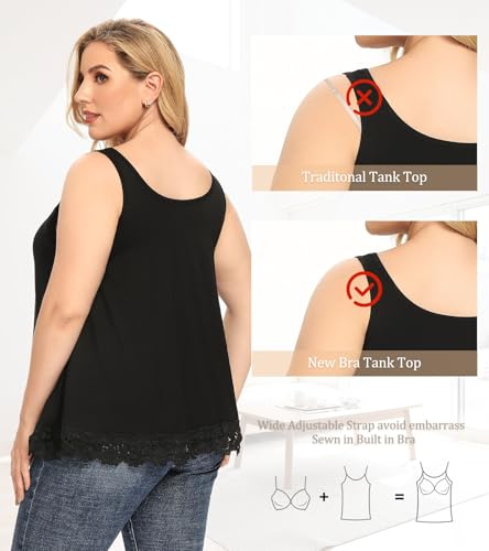 Image of Camisoles for Women with Built in Bra Adjustable Strap Tank Tops Cami Sleeveless Summer Tops for Workout Sleeping Traveling