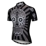 Bike Jersey for Men Cycling Full Zip Bike Shirt Racing Top Bicycle Clothing Cycle Clothing Skeleton Gray XXXL