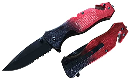 Blue Steel EDC Cool Sharp Tactical Folding Pocket Knife, SpeedSafe with Liner Lock, Pocketclip, Glass Breaker, Seatbelt Cutter (Red)