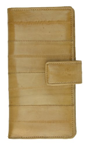 MARSHAL High End Eel Skin Leather Bifold Credit Card Holder with Button Closure2