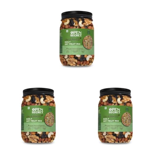 Image of Open Secret Premium Dry Fruit Mix | 1Kg | 6 Superfood in 1 Mix | Dry Fruits Mixed pack, Mixed Dry Fruits, Mix Dry Fruits Contains Walnut, Cashew, Almond, Pista, Green & Black Raisins (Pack of 3)
