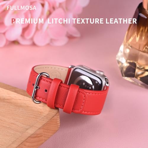 Image of Fullmosa Compatible Apple Watch Band 49 /46 /45 /44 /42 /41 /40Premium Genuine Leather Replacement Strap, Compatible with Apple Watch Series Ultra3 /2 /1 SE3 /2 /1 11 /10 /9 /8 /7 /6 /5 /4 for Men and Women