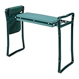 Luocute 2-in-1-Gartenkniebank und -Sitz, Klappbarer Gartensitz, Kniepolster aus Eva-Schaum, Stabiler Eisenrahmen mit Werkzeugtasche, Tragbarer, Robuster Gartenhocker für Damen, Herren
