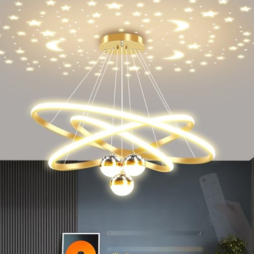 Luminaire plafonnier or au design suspendu créatif de 100 cm pour salon contemporain