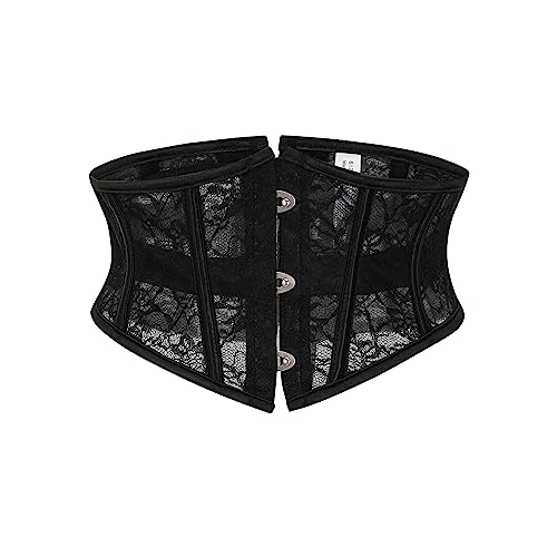 YUNAR Women's Vintage Oil Painting Floral Lace Up Boned Underbust Corset Waist Cincher Belt Shaper