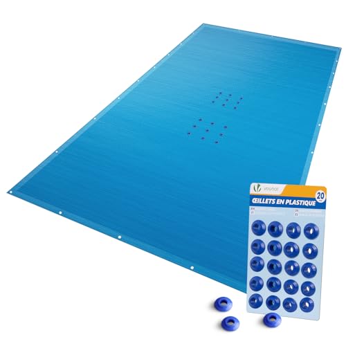 VOUNOT® Lona para Piscina Rectangular 4 x 9 m, Cubierta Protectora PE de 160 g/m², Funda de Piscinas Anti UV con Ojales Cada 100 cm, Azul Marino