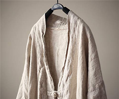 image for Aeneontrue Women's Cotton Linen Long Loose Wrap Kimono Cardigans Coat 