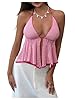 Milumia Women's Crochet Knit Ruffle Halter Crop To... #1