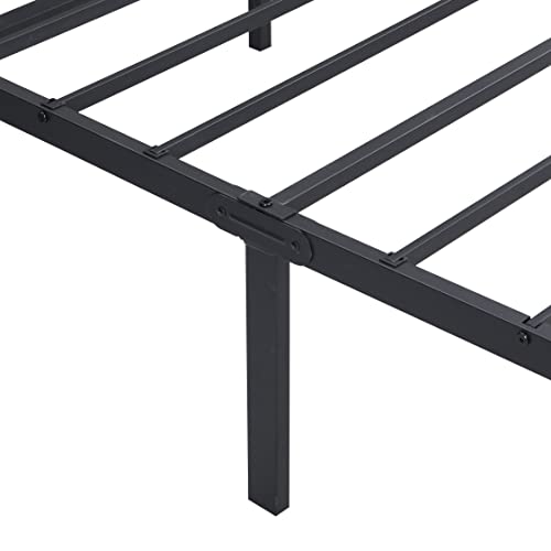 Anwick Metal Platform Bed Frame/Solid Steel Construction/No Box Spring Needed/Wood Slat Support/Easy Assembly, Chestnut Brown, Queen #TOP4