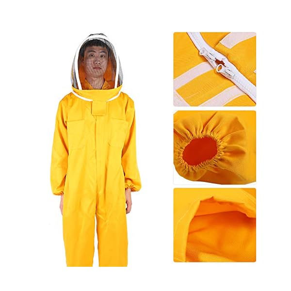 TAKE FANS Imkeranzug Imkeranzug Imkerei Schutzkleidung Kittel Bienenzucht Zubehör XL Orange Gelb – Bild 5