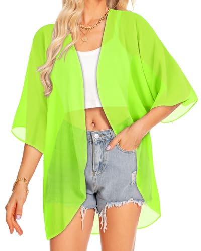 Image of Women Kimono Cardigans Casual Summer Tops Cover up Open Front Floral Print Resort Wear 2026