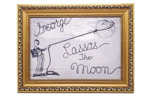 It's a Wonderful Life 'George Lassos The Moon' A4-Druck, goldgerahmt, bildgenaue Zeichnung, fertig zum Aufhängen oder Präsentieren